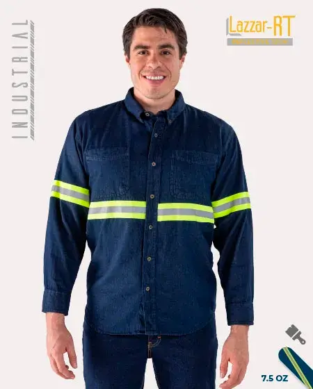 Camisa con reflejante de mezclilla de 7.5 Onzas