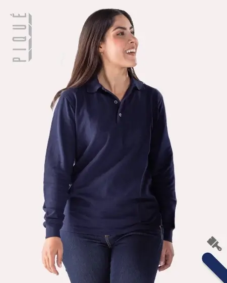 Playera Tipo Polo Manga Larga Dama